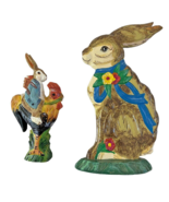 Department 56 Bunny Rabbit on Rooster Mr Hand Easter Vtg Wooden Figurine... - $50.67 CAD