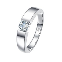 100% 925 Sterling Silver Ring 1ct Moissanite Rings For Man  Gold Plated Party Ba - £56.65 GBP
