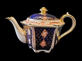 James Sadler Teapot No 1624 England c1947 Rust Flowers Cobalt Panels Gol... - $2,148.85 MXN