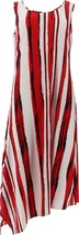 Truth + Style Royal Red &amp; White Jersey Knit Striped Asymmetrical Midi Dress PS - £35.83 GBP