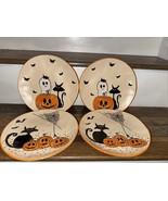 Eli Ana Happy Halloween Bat Black Cat Pumpkin Spiderweb Salad Plates S/4... - $1,194.39 MXN