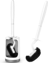 HAMITOR Toilet Bowl Brush Holder Set: Curved Design with Holder for Deep... - $15.84