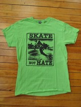 Vintage - SKATE NOT HATE - T-shirt Skateboard Skateboarder LIME GREEN Sz M  - $16.69