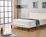 Shuffler Modern Faux Leather Upholstered Platform Bed, Queen, White, By - £213.17 GBP