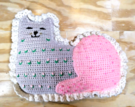 Plush Crochet Cat/Kitten Amigurumi Style/ Heavy Yarn Easter Handmade/VTG - 18&quot; - £21.69 GBP
