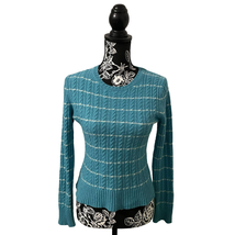 Express Wool Cashmere Angora Blend Striped Sweater Cable Knit Teal - Siz... - $25.16