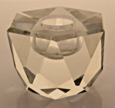 Vintage Lead Crystal Hexagon Taper Candlestick Holder - £7.47 GBP