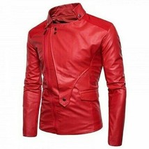 Men&#39;s Jacket Genuine Lambskin Biker Classy Handmade Leather Red Motorcycle - £84.86 GBP