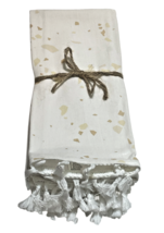 Always First Decorative Hand Towel Set (3) Terrazzo Fringe White 100% Co... - $11.88