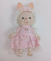 Vintage 1985 Enesco Giftware Imports Flocked Bunny In Pink Floral Dress 5.5&quot; - £15.21 GBP