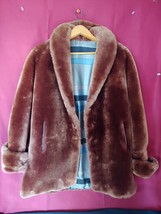 Mouton Dyed Lamb Fur Coat de Mode Par Moulieres Paris Vintage Town and Travel - £135.17 GBP