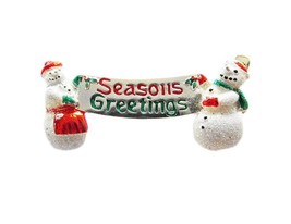 Danecraft Silver - Plated Snowmen Seasons Greetings Pin Brooch - £10.12 GBP