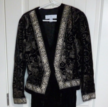 Vintage Scott McClintock Velvet Jacket Black &amp; Gold Metallic threads Lin... - $470.22 MXN