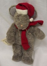 Eddie Bauer Grey Mouse With Santa Hat And Scarf 8&quot; Plush Stuffed Animal - £12.82 GBP