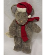 Eddie Bauer GREY MOUSE WITH SANTA HAT AND SCARF 8&quot; Plush Stuffed Animal - $304.23 MXN