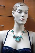 Genuine Turquoise Copper Necklace Handcrafted Unique Gift For Women - £92.75 GBP