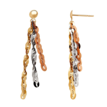 New FRE034113T Solid 14K Gold Tri-tone Strand Earrings - £66.56 GBP