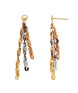 New FRE034113T Solid 14K Gold Tri-tone Strand Earrings - $121.26 CAD