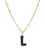 PANACEA 14K Gold Plated Paper Clip Chain Luxe Initial Necklace Letter L - £11.97 GBP