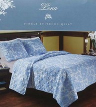 Country Floral Blue White Full Queen Quilt Shams 3PC Bedding Set New - £70.30 GBP