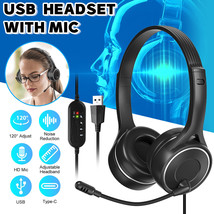 USB Wired Headset Noise Cancelling Microphones Computer Headphone for PC Laptop - £20.50 GBP
