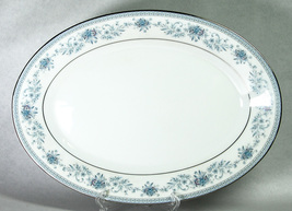 Noritake Blue Hill 14&quot; Oval Platter 2482 Platinum Trim Contemporary Fine China - £15.92 GBP