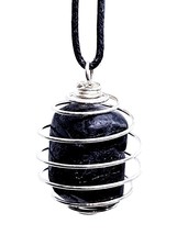 Black Tourmaline Gem Pendant Spiral Cage Protection Gemstone Necklace Je... - £4.92 GBP
