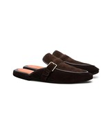 Handmade Men Brown Suede Leather Slippers, Mules for Men, Suede Leather ... - $169.99