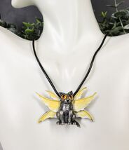 Fae Pixie Dust Magic Feline Cat With Fairy Wings Pewter Jewelry Necklace - €13,39 EUR
