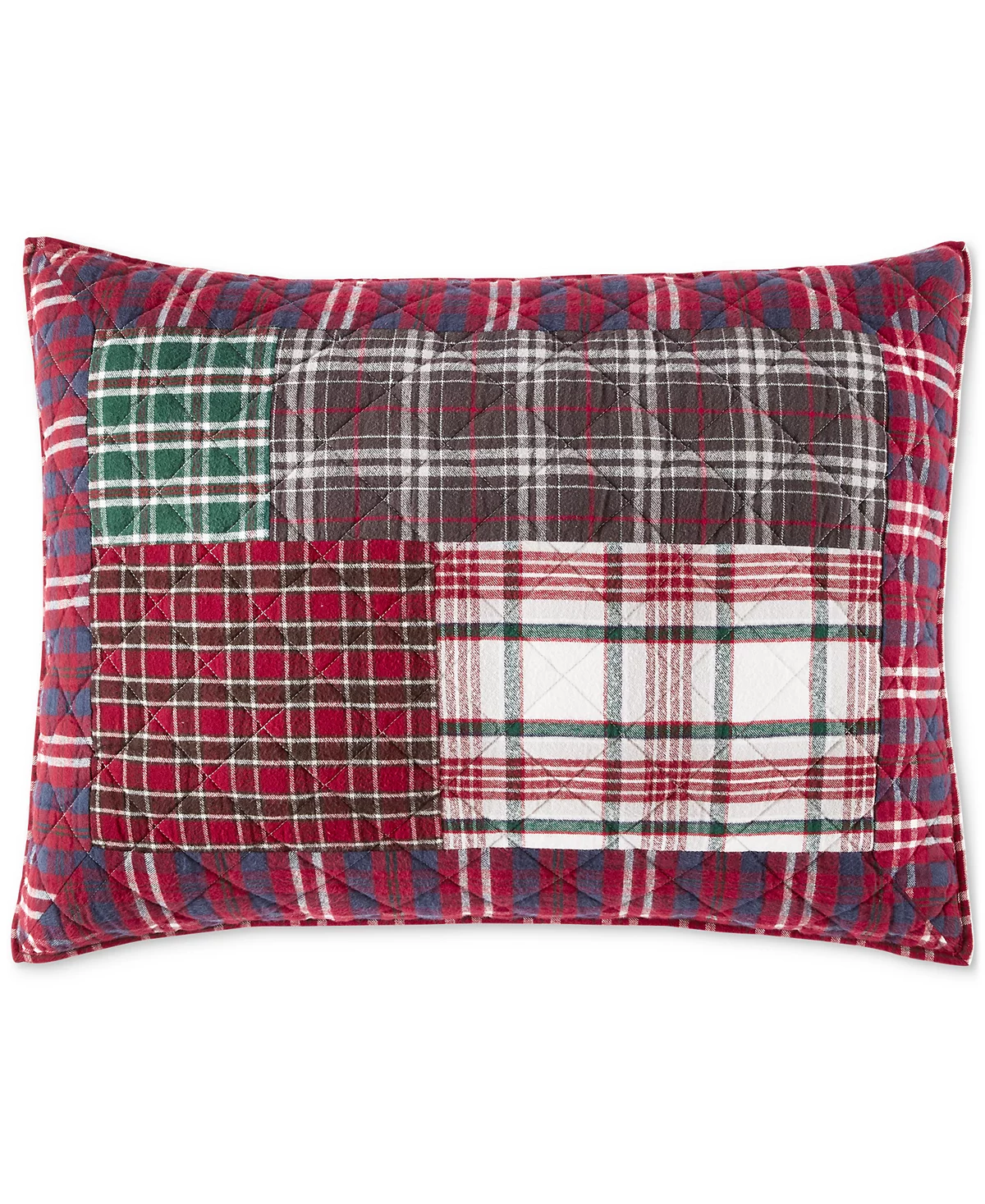 Charter Club Tartan Patchwork Cotton Flannel Sham, Standard/King - $59.99