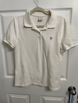 Women’s Brooks Brothers 346 White Collared Polo Shirt Size Large Pink Logo - $16.36
