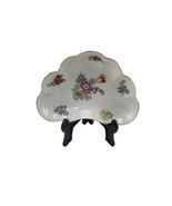Vintage Small Dish Leaf-Shape Hand Painted Flowers Gold Trim G486 - $129.89 MXN