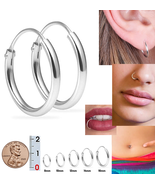 Continuous Mini Hoop Earrings 8mm 10mm 12mm 14mm 16mm Sterling Silver 92... - £3.80 GBP+