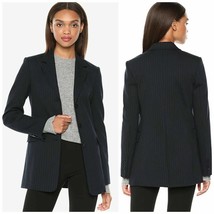 THEORY Cardinal Pinstripe Knit 3-Button Blazer Jacket sz 8 Deep Navy  $535 NWT - £148.64 GBP