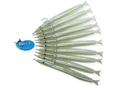 Almost Alive Lures Soft Plastic Sand Eel 9&quot; Silver Flake with Hook 10 Pack - £22.69 GBP