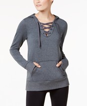 Ideology Lace-Up Hoodie Charcoal Heather, Size Small - $26.73