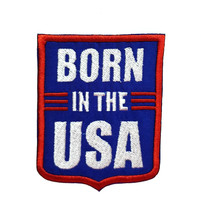 Patriotic American 4th Fourth of July Born In The USA Embroidered Iron On Patch  - £4.59 GBP