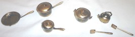 Vntg Collector&#39;s Dollhouse Miniature Pot &amp; Pan Set Of 10 Antique Copper Plastic - £9.38 GBP