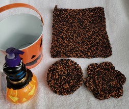 Pumpkin with Hat Dishcloth and Scrubby Pair Gift Set - £16.55 GBP