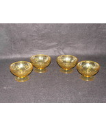 Vintage Amber Depression Glass Set of 4 Dessert Dishes Rose Pattern - £20.91 GBP
