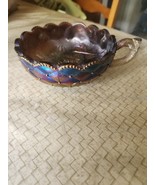 Indiana Carnival Glass Quilted Poppy Smoky Amethyst  Dish - 5” Marked IG  - $26.50