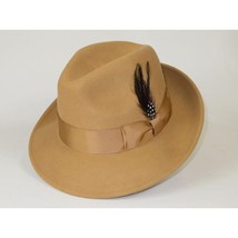 Men's Milani Wool Fedora Hat Soft Crushable Lined FD219 Tan Camel image 2