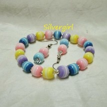 Candy Stripe Beaded Bracelet Earrings Set - £14.15 GBP
