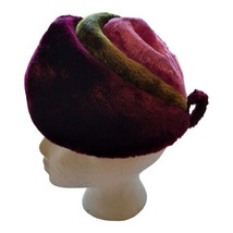 Vintage 1960&#39;s Atelier Lucas London Faux Fur Winter Hat Purple Green Pink Small - £70.82 GBP