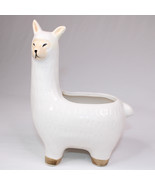 LLAMA Succulent Planter Ceramic White Alpaca Decor Animal Cactus Vase Or... - $10.23
