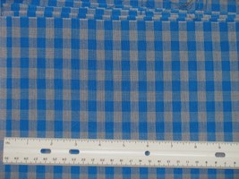 BLUE &amp; TAUPE PLAID Cotton Quilt Fabric 45&quot; wide x 1 1/4 yards - £5.46 GBP