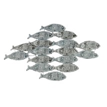 30 Inch Blue and White Metal School of Fish Coastal Wall Hanging Home Décor - £43.72 GBP