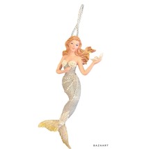 Kurt Adler Mermaid Christmas Resin Ornament With Silver Glitter Dress - £11.85 GBP
