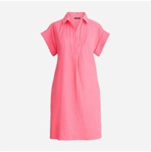 J Crew Shirtdress V-neck Tea Rose Pink Gauze Short Rolled Sleeve XS Side Slits - £35.40 GBP