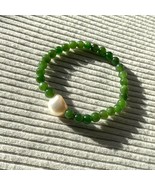 Hand made beads |Jade &amp; Pearl bracelet | Perfect natural Hetian jade bea... - $166.48 CAD